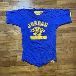 Vintage 60s 70s Tee Shirt School Jordan Tigers Small Blue/Yellow